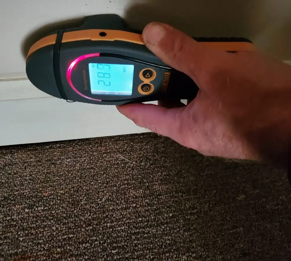 Moisture detection at baseboard during Mold Inspection & Testing in Corning